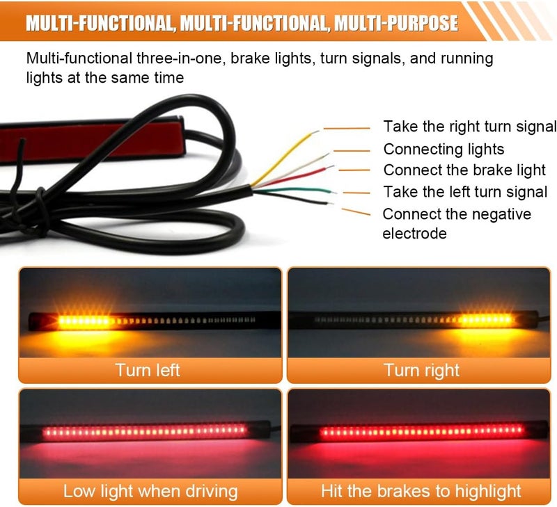 ZIMISI شريط ضوء الفرامل الخلفي LED عالمي، 8" شريط ضوء خلفي مرن LED للسيارة، ضوء فرامل دراجة نارية مقاوم للماء، أضواء LED للسيارة للدراجات الرباعية، السكوتر، الكروزر، الطرق الوعرة - Image 5